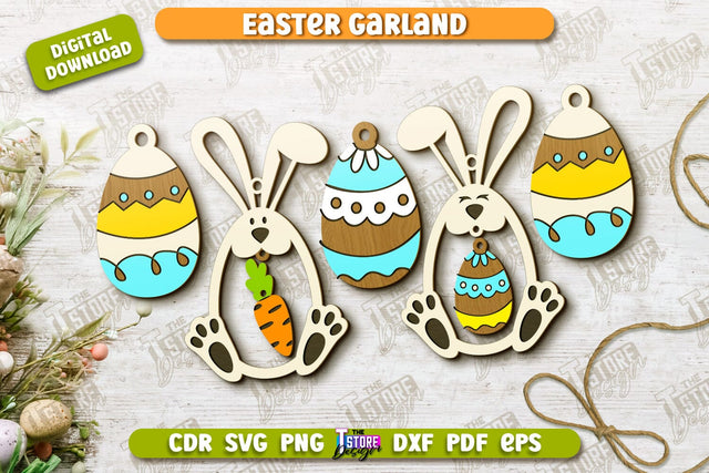 Easter Garland | Easter Banner | Easter Decorations | Home Décor | Holiday | CNC File SVG The T Store Design 