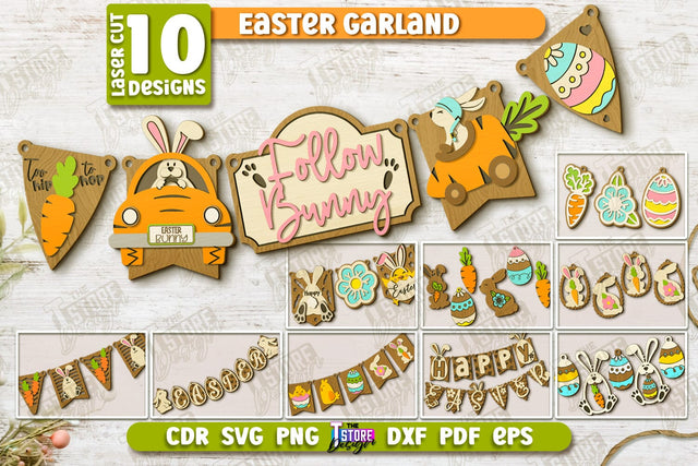 Easter Garlands Bundle | Easter Banner | Easter Decorations | Home Décor | Holiday | CNC Files SVG The T Store Design 