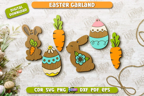 Easter Garlands Bundle | Easter Banner | Easter Decorations | Home Décor | Holiday | CNC Files SVG The T Store Design 