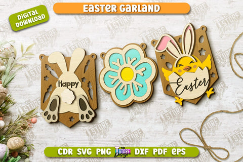 Easter Garlands Bundle | Easter Banner | Easter Decorations | Home Décor | Holiday | CNC Files SVG The T Store Design 