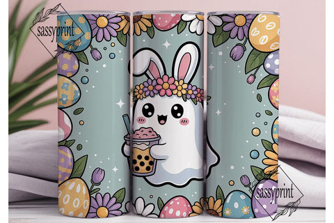 Easter Ghost Boba Tumbler Wrap Sublimation sassyprint 