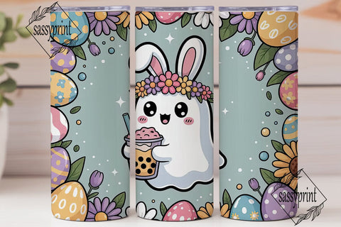Easter Ghost Boba Tumbler Wrap Sublimation sassyprint 