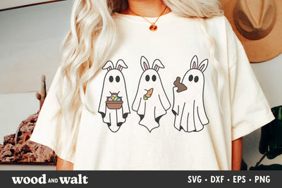 Easter Ghosts SVG | Cute Easter Bunny Ghosties PNG | Spooky Easter Cut File SVG Wood And Walt 