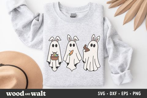 Easter Ghosts SVG | Cute Easter Bunny Ghosties PNG | Spooky Easter Cut File SVG Wood And Walt 