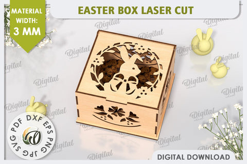 Easter Gift Box Laser Cut. Easter Treats Box. Candy Box SVG SVG Evgenyia Guschina 