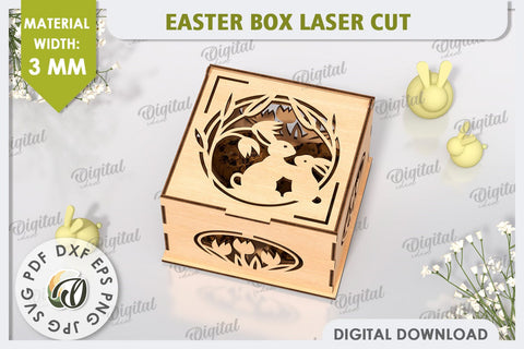 Easter Gift Box Laser Cut. Easter Treats Box. Candy Box SVG SVG Evgenyia Guschina 
