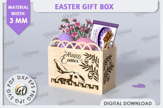 Easter Gift Box Laser Cut. Treats Box. Happy Easter SVG SVG Evgenyia Guschina 
