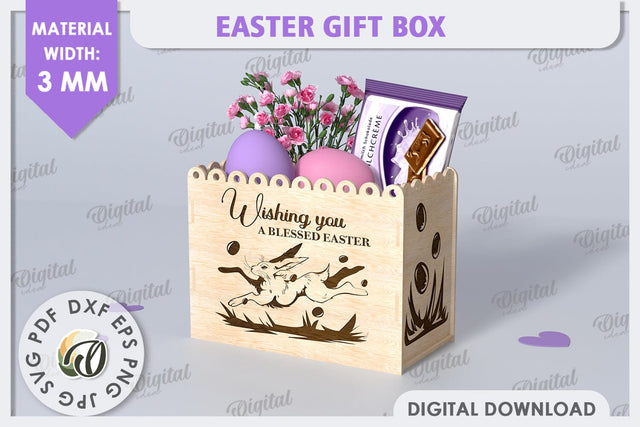 Easter Gift Box Laser Cut. Treats Box. Happy Easter SVG SVG Evgenyia Guschina 