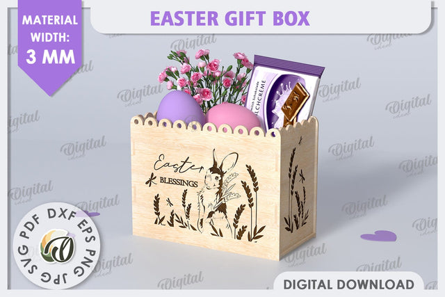 Easter Gift Box Laser Cut. Treats Box. Happy Easter SVG SVG Evgenyia Guschina 