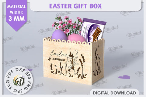Easter Gift Box Laser Cut. Treats Box. Happy Easter SVG SVG Evgenyia Guschina 