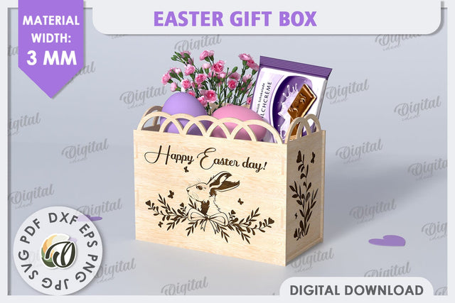 Easter Gift Box Laser Cut. Treats Box. Happy Easter SVG SVG Evgenyia Guschina 