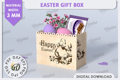 Easter Gift Box Laser Cut. Treats Box. Happy Easter SVG SVG Evgenyia Guschina 