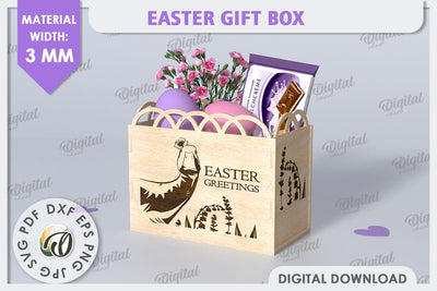 Easter Gift Box Laser Cut. Treats Box. Happy Easter SVG SVG Evgenyia Guschina 