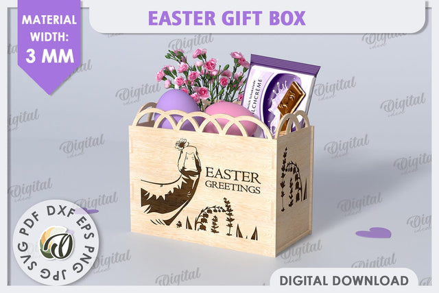 Easter Gift Box Laser Cut. Treats Box. Happy Easter SVG SVG Evgenyia Guschina 