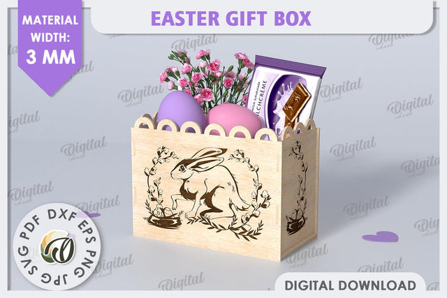 Easter Gift Box Laser Cut. Treats Box. Happy Easter SVG SVG Evgenyia Guschina 