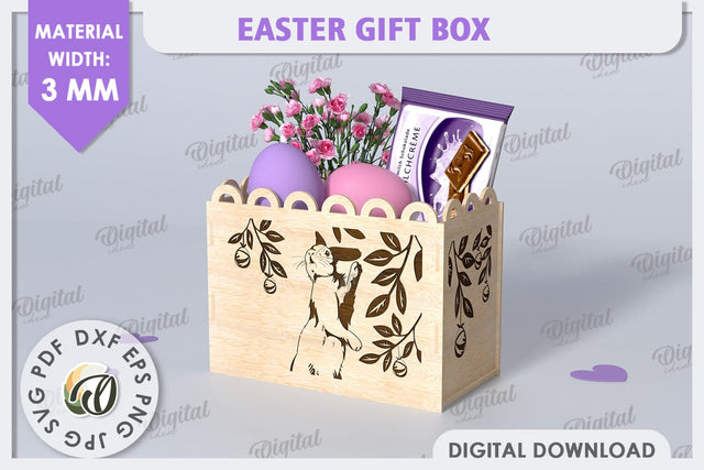 Easter Gift Box Laser Cut. Treats Box. Happy Easter SVG SVG Evgenyia Guschina 
