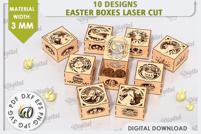 Easter Gift Boxes Laser Cut Bundle. Easter Treats Boxes SVG SVG Evgenyia Guschina 