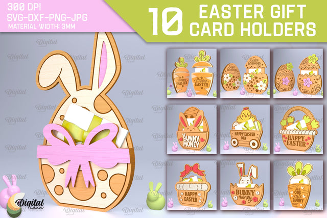 Easter Gift Card Holder Laser Cut Bundle. Layared Easter SVG SVG Evgenyia Guschina 