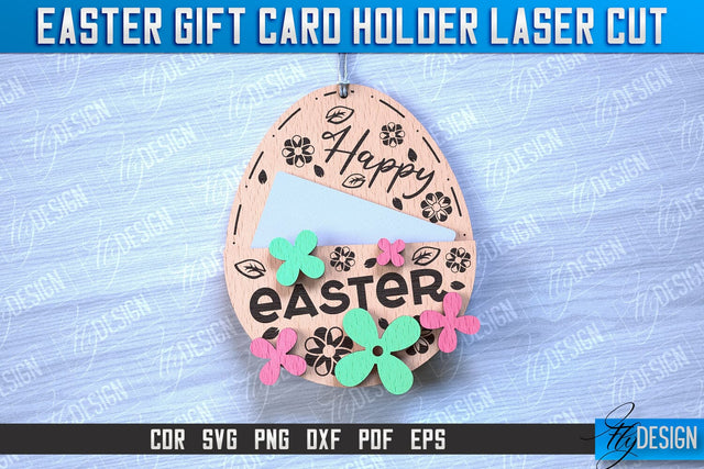 Easter Gift Card Holder Laser Cut | Happy Easter | CNC File SVG Fly Design 