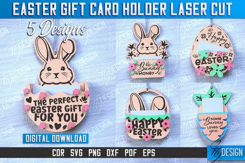 Easter Gift Card Holder Laser Cut | Happy Easter | CNC File SVG Fly Design 