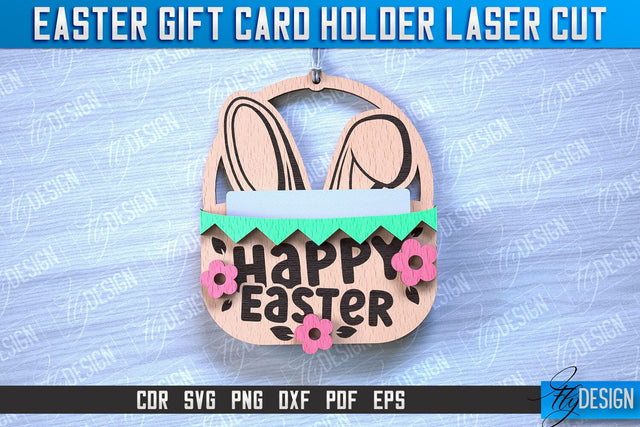 Easter Gift Card Holder Laser Cut | Happy Easter | CNC File SVG Fly Design 