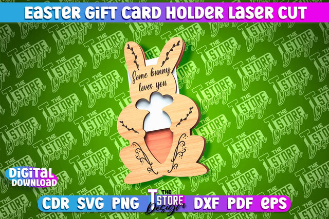 Easter Gift Card Holder Laser Cut | Happy Easter | CNC File SVG The T Store Design 