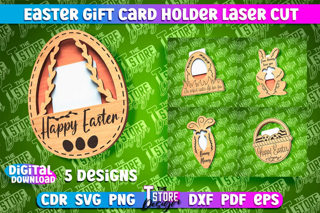 Easter Gift Card Holder Laser Cut | Happy Easter | CNC File SVG The T Store Design 