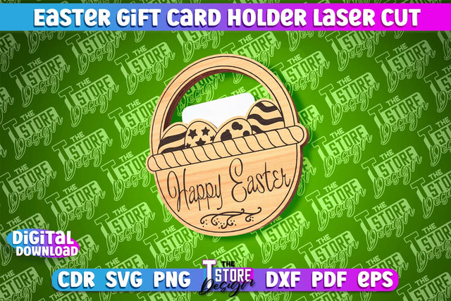 Easter Gift Card Holder Laser Cut | Happy Easter | CNC File SVG The T Store Design 