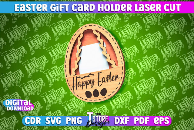 Easter Gift Card Holder Laser Cut | Happy Easter | CNC File SVG The T Store Design 