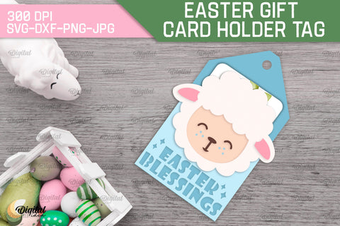 Easter Gift Card Holder Tag SVG Bundle. Easter Laser Cut 3D Paper Evgenyia Guschina 
