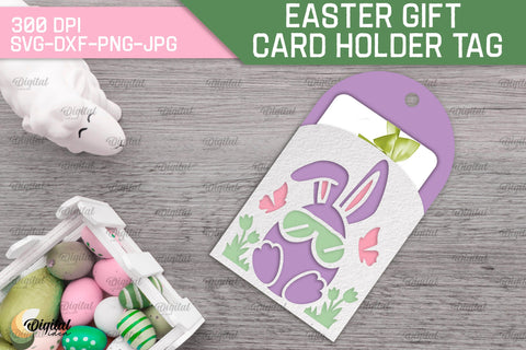 Easter Gift Card Holder Tag SVG Bundle. Easter Laser Cut 3D Paper Evgenyia Guschina 