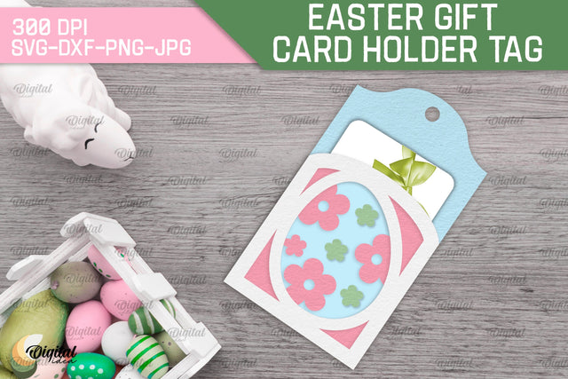 Easter Gift Card Holder Tag SVG. Easter Card Holder Laser Cut 3D Paper Evgenyia Guschina 