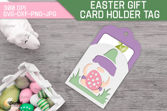 Easter Gift Card Holder Tag SVG. Easter Card Holder Laser Cut 3D Paper Evgenyia Guschina 