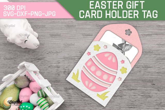 Easter Gift Card Holder Tag SVG. Easter Card Holder Laser Cut 3D Paper Evgenyia Guschina 