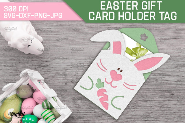 Easter Gift Card Holder Tag SVG. Easter Card Holder Laser Cut 3D Paper Evgenyia Guschina 