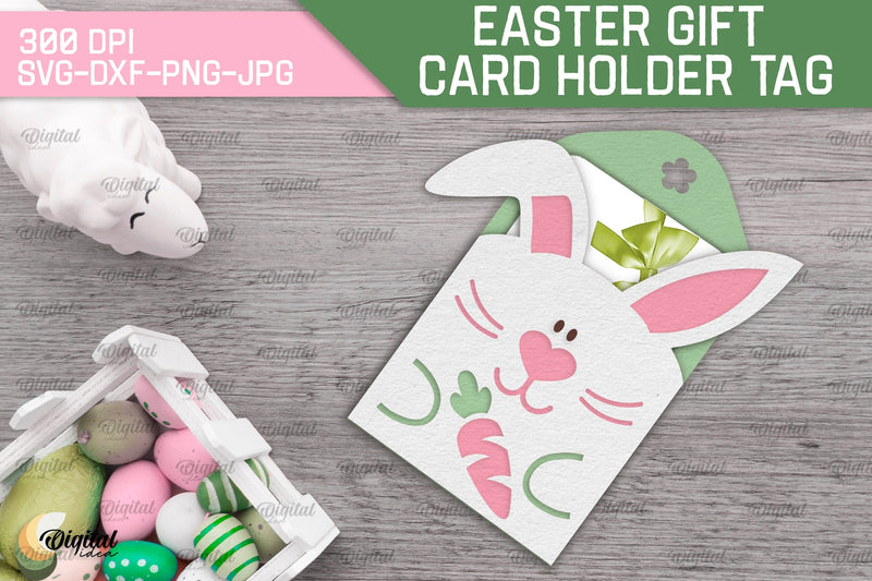 Easter Gift Card Holder Tag SVG. Easter Card Holder Laser Cut 3D Paper Evgenyia Guschina 