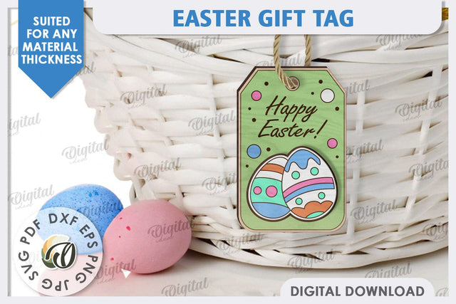 Easter Gift Tag Laser Cut. Easter Basket Tag SVG SVG Evgenyia Guschina 