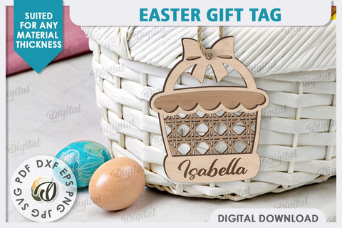 Easter Gift Tag LaserCut. Personalized Basket Tag SVG Evgenyia Guschina 
