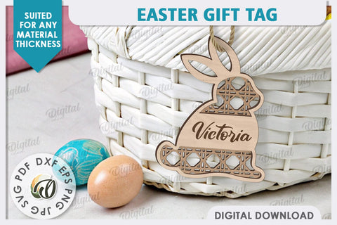 Easter Gift Tag LaserCut. Personalized Basket Tag SVG Evgenyia Guschina 