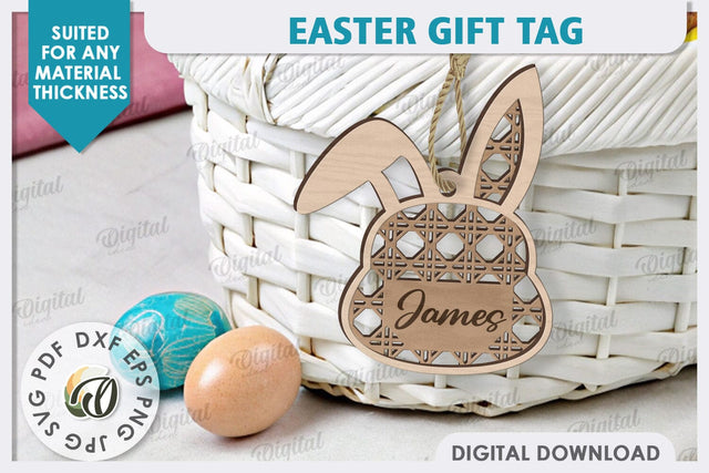 Easter Gift Tag LaserCut. Personalized Basket Tag SVG Evgenyia Guschina 