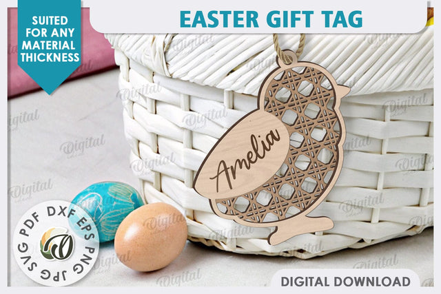 Easter Gift Tag LaserCut. Personalized Basket Tag SVG Evgenyia Guschina 