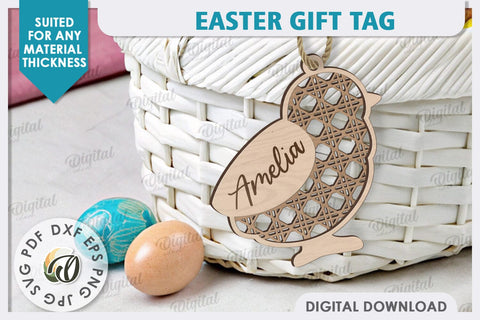 Easter Gift Tag LaserCut. Personalized Basket Tag SVG Evgenyia Guschina 