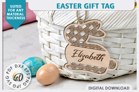Easter Gift Tag LaserCut. Personalized Basket Tag SVG Evgenyia Guschina 