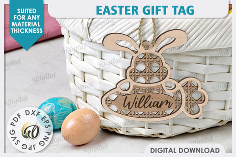 Easter Gift Tag LaserCut. Personalized Basket Tag SVG Evgenyia Guschina 