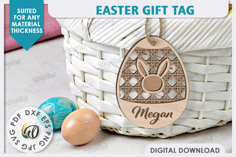 Easter Gift Tag LaserCut. Personalized Basket Tag SVG Evgenyia Guschina 