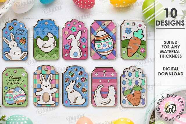 Easter Gift Tags Laser Cut Bundle. Easter Basket Tags SVG SVG Evgenyia Guschina 
