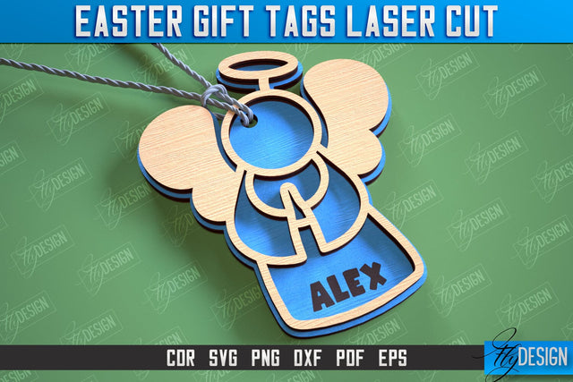 Easter Gift Tags Laser Cut Design, 3d Easter Name Bunny Tag, Happy Easter Gift Tag SVG SVG Fly Design 