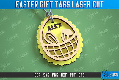 Easter Gift Tags Laser Cut Design, 3d Easter Name Bunny Tag, Happy Easter Gift Tag SVG SVG Fly Design 
