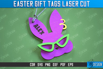 Easter Gift Tags Laser Cut Design, 3d Easter Name Bunny Tag, Happy Easter Gift Tag SVG SVG Fly Design 