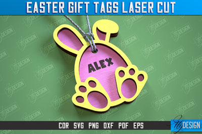 Easter Gift Tags Laser Cut Design, 3d Easter Name Bunny Tag, Happy Easter Gift Tag SVG SVG Fly Design 